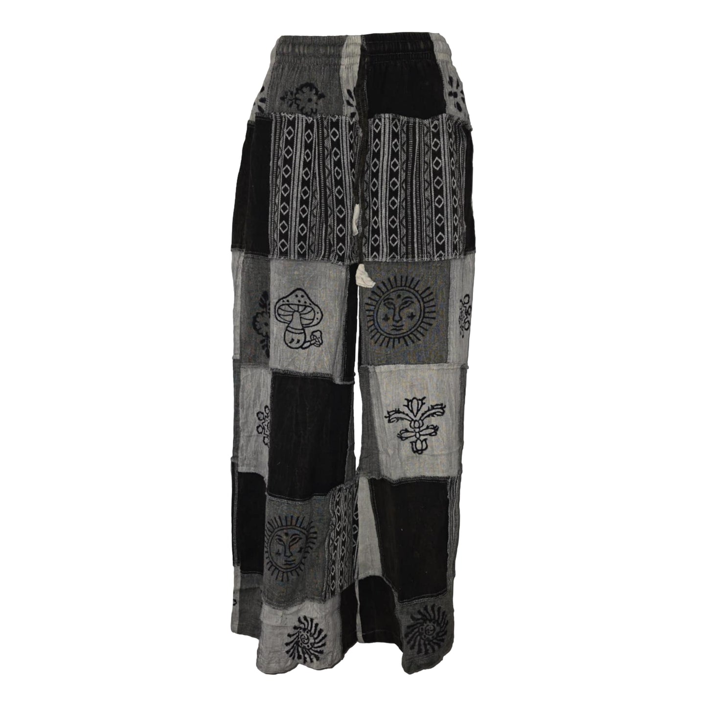 Block Print Patchwork Cotton Pants