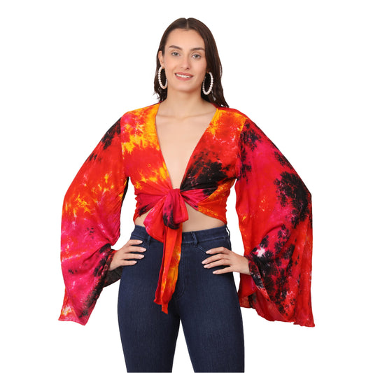 Tie Dye Top with Bell Sleeve