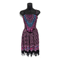 Strapless Mandala Shirred Dress