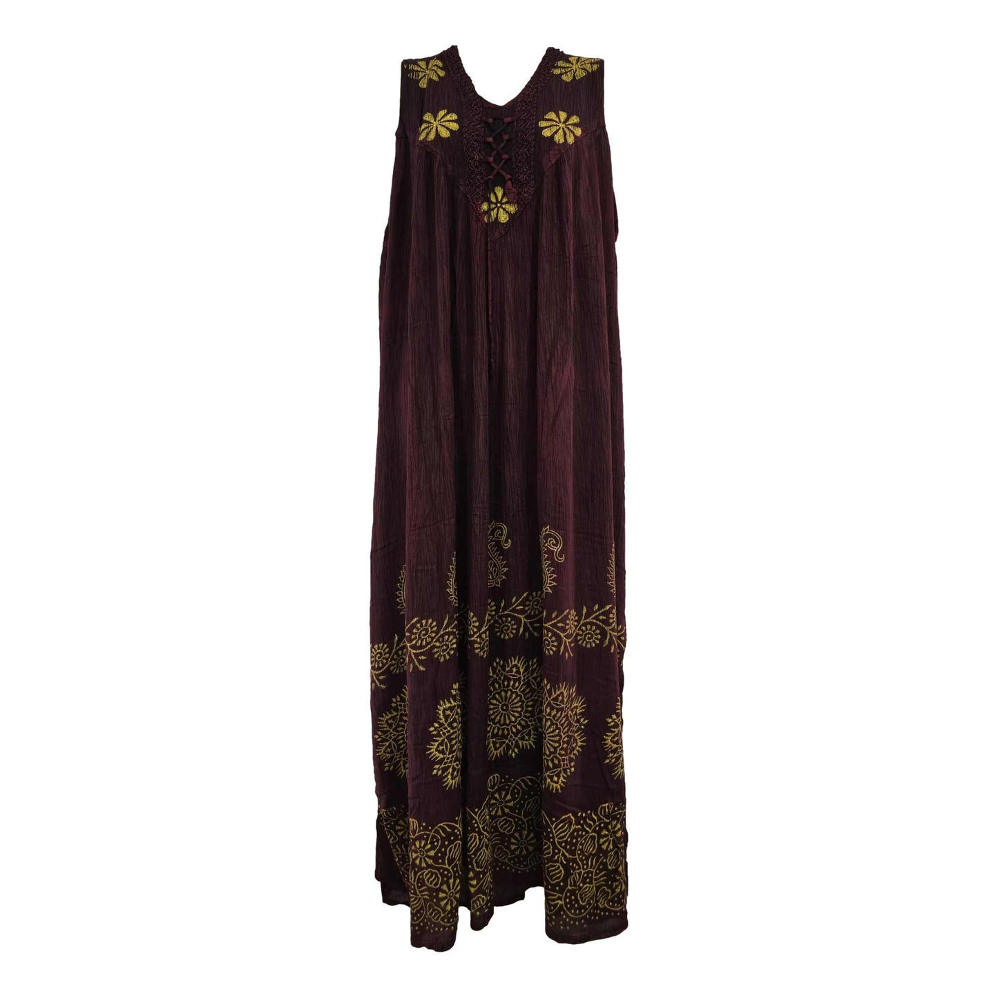 Boho Embroidered block Print Maxi Dress