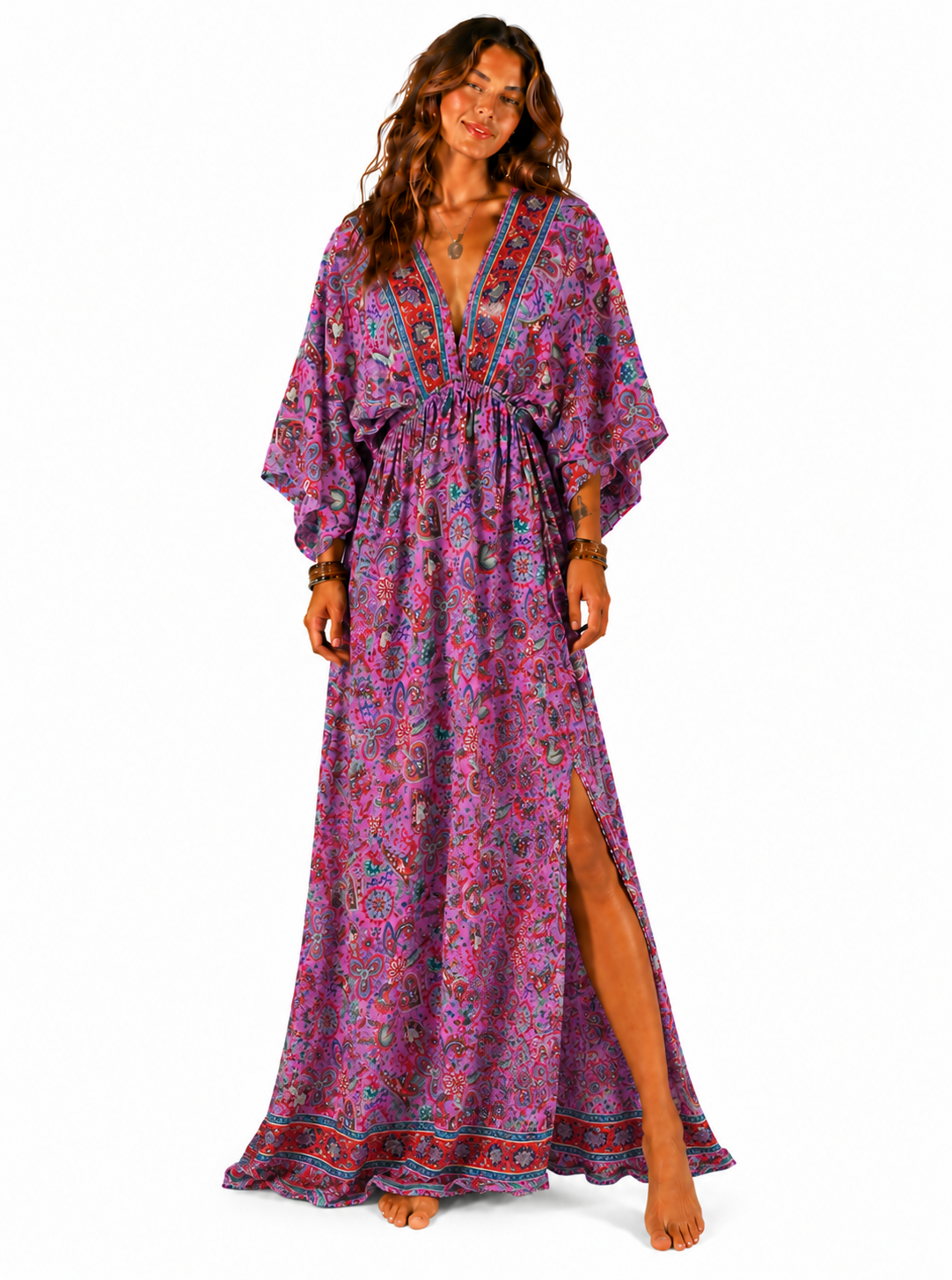 Boho Silk Maxi Dress