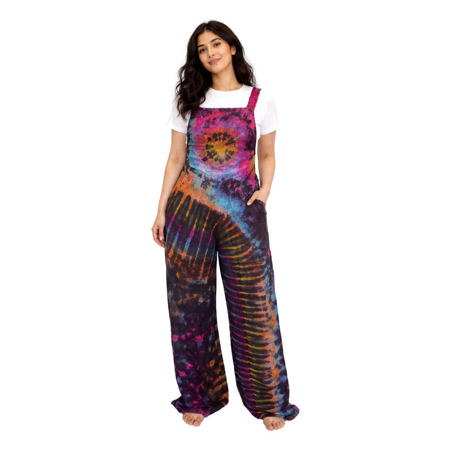 Tie Dye Wide Leg Overalls