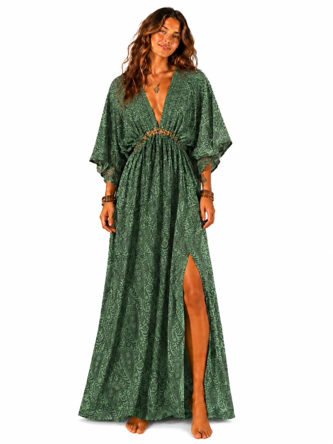 Boho Silk Maxi Dress