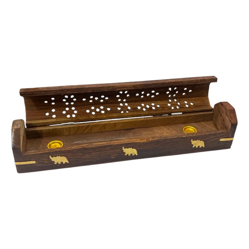 Polished Wooden Hex Incense Box