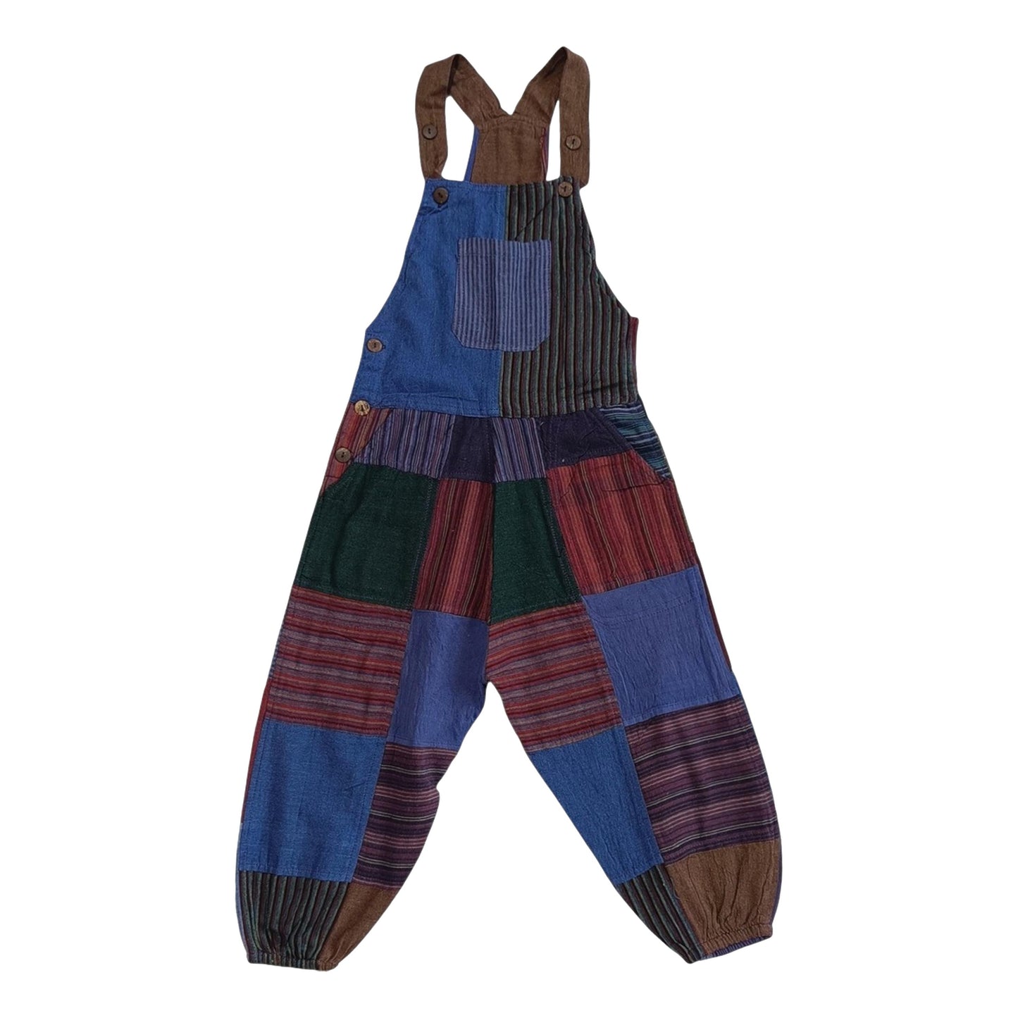 Kids Cotton Stonewashed Patch Overalls