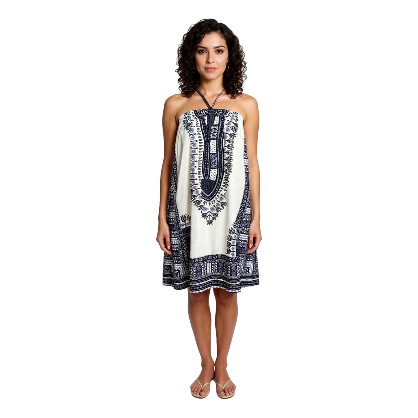 Tribal Design Summer Halter Dress