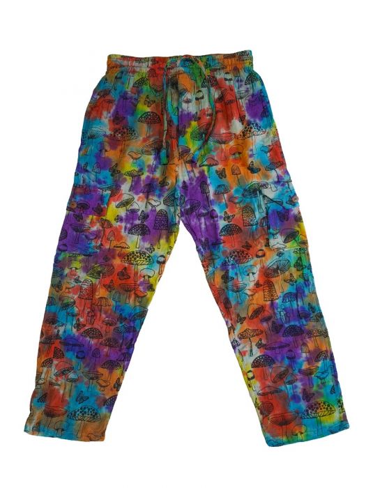Rainbow Tie Dye Mushroom Print Pants