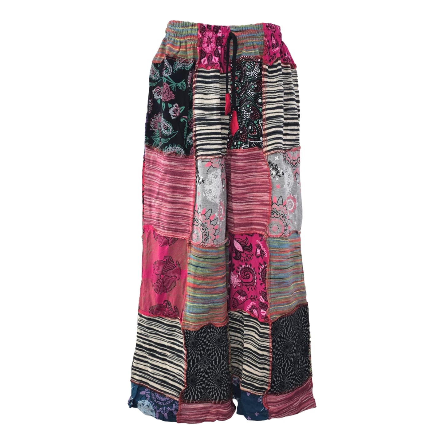 Cotton Wide Leg Patch Pants