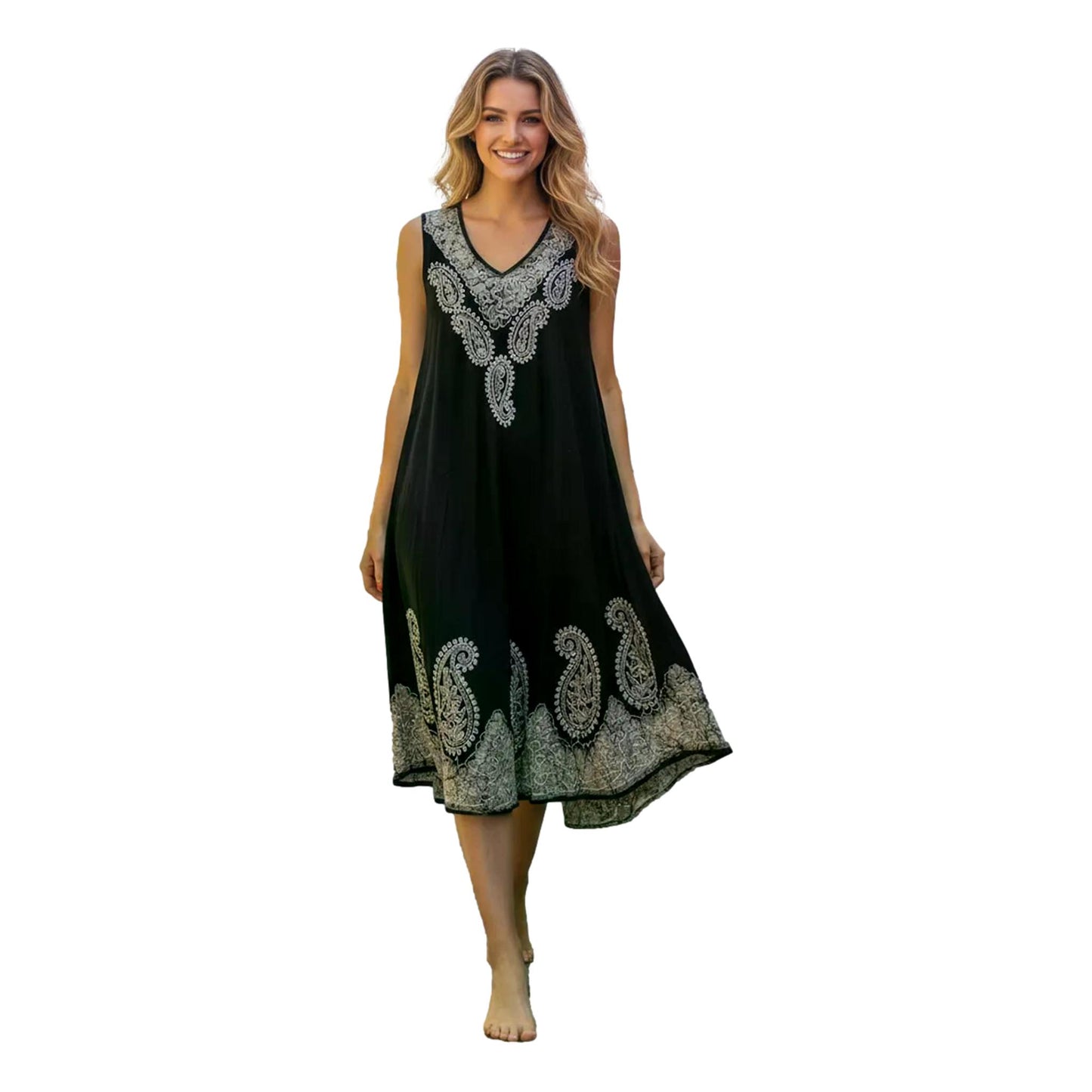 Batik Embroidered Umbrella Dress