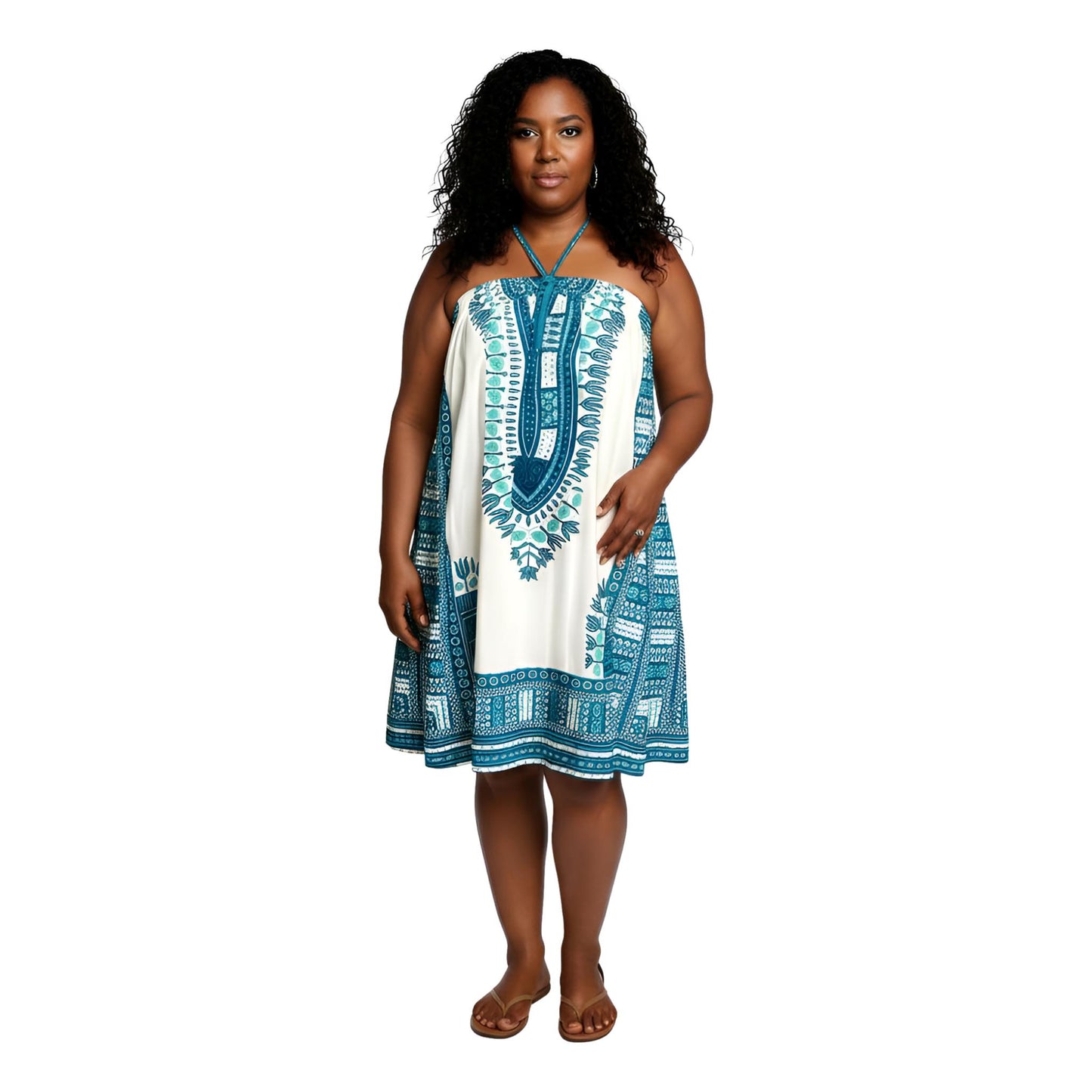 Tribal Design Summer Halter Dress