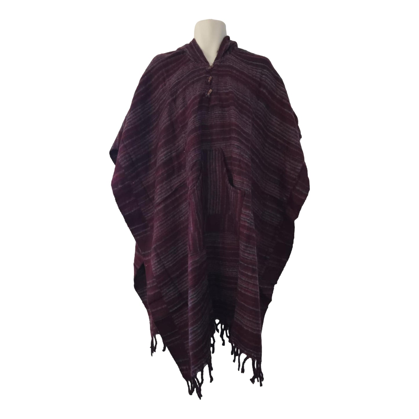 Brushed  Poncho With Pixie Hood