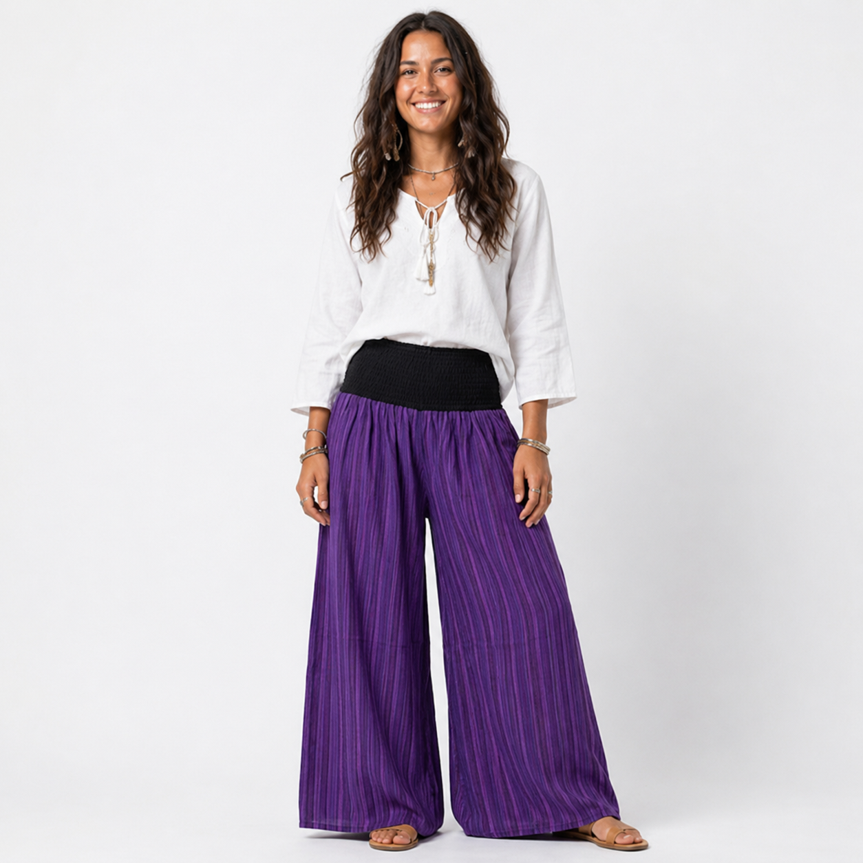 Shirred Cotton Pants