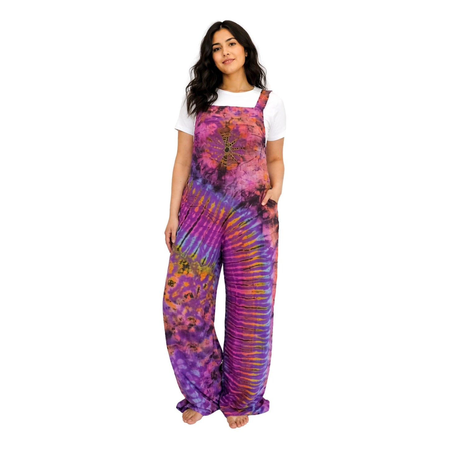 Tie Dye Wide Leg Overalls