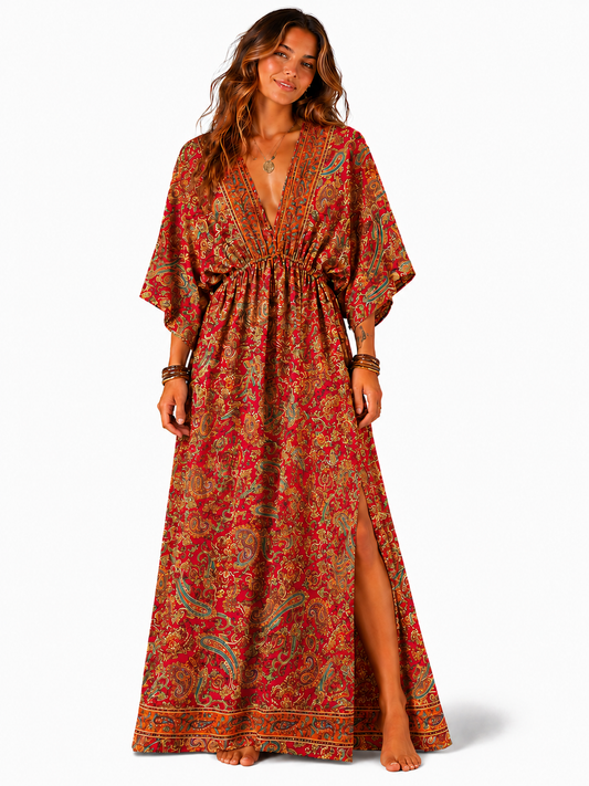Boho Silk Maxi Dress