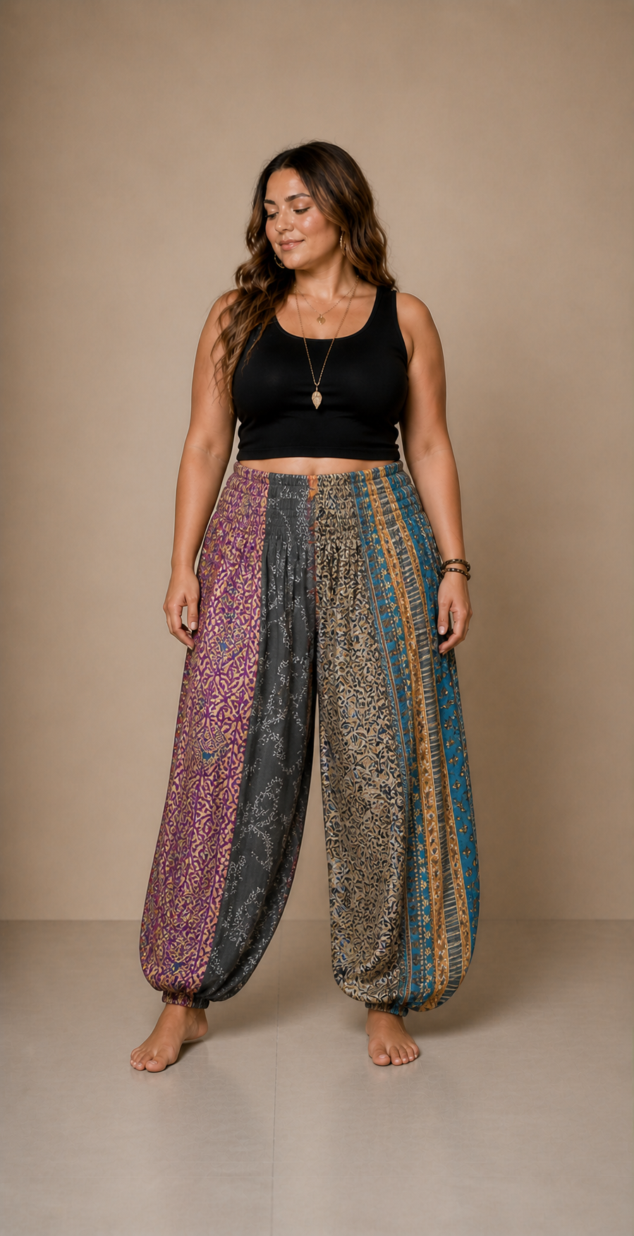 Patchwork Harem Pants