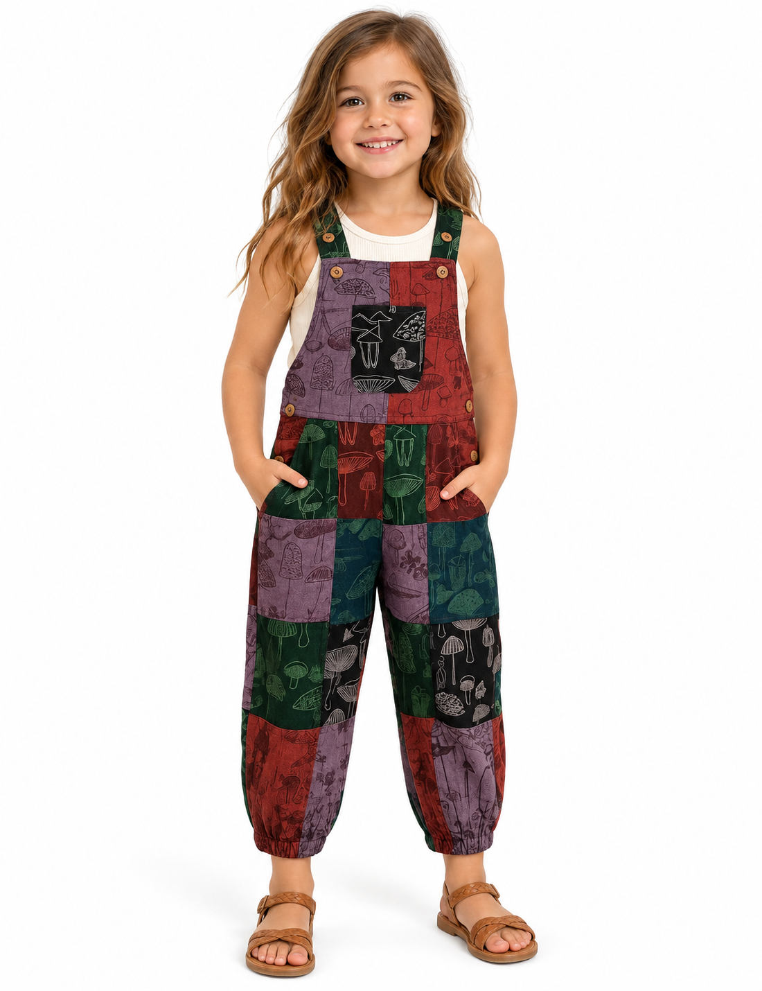Kid's Mushroom Mandala Overalls