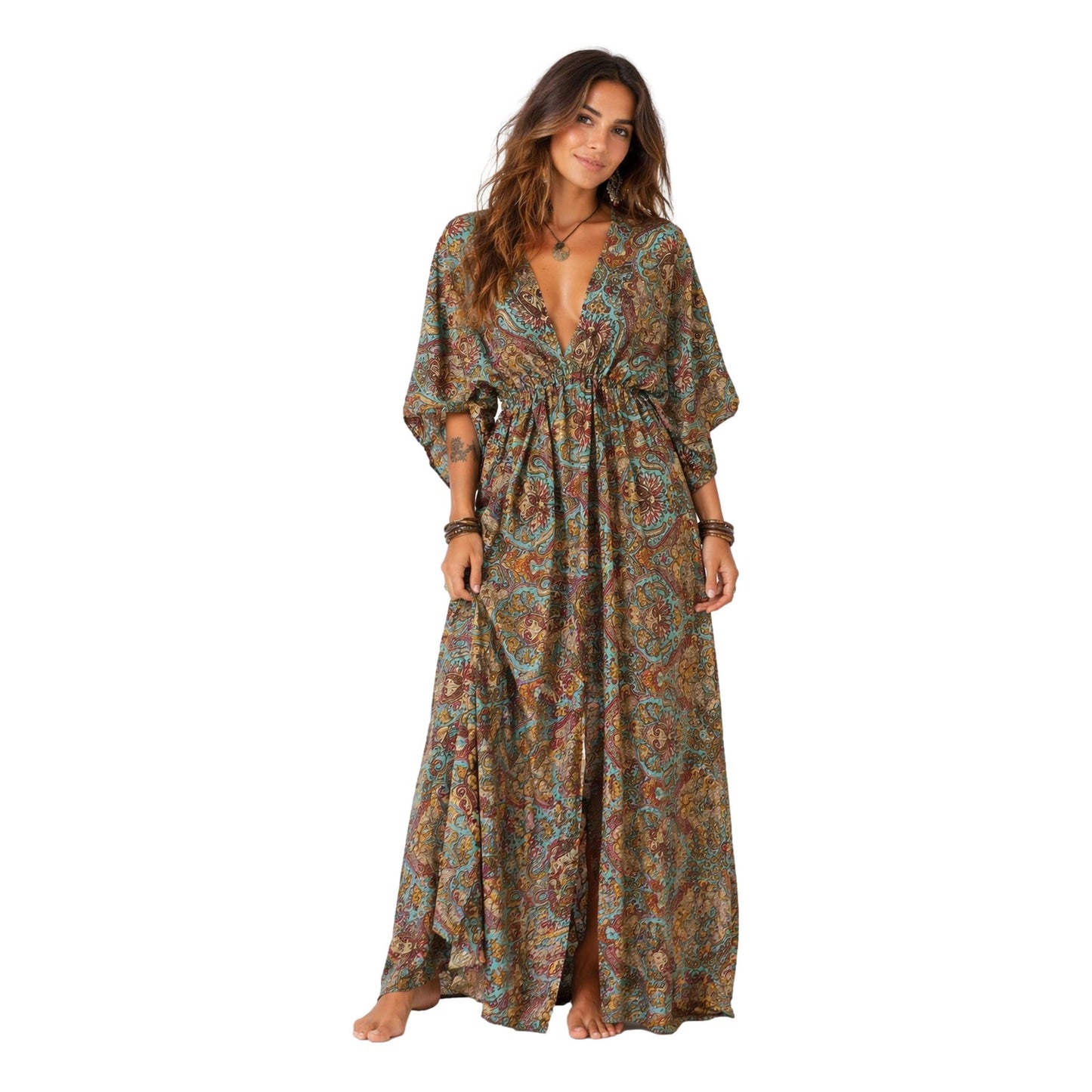 princess polly baby blue dress Ciela Green Tropical Wrap Dress