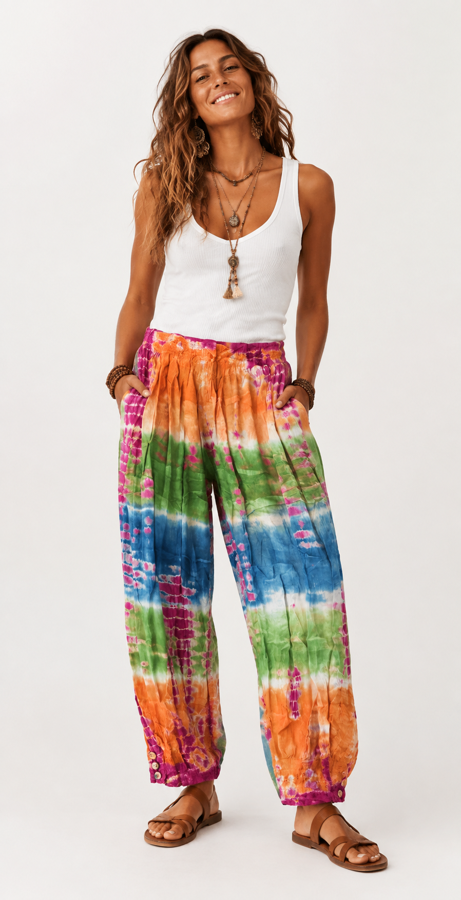 Boho Tie Dye Pants Wide Leg Pants