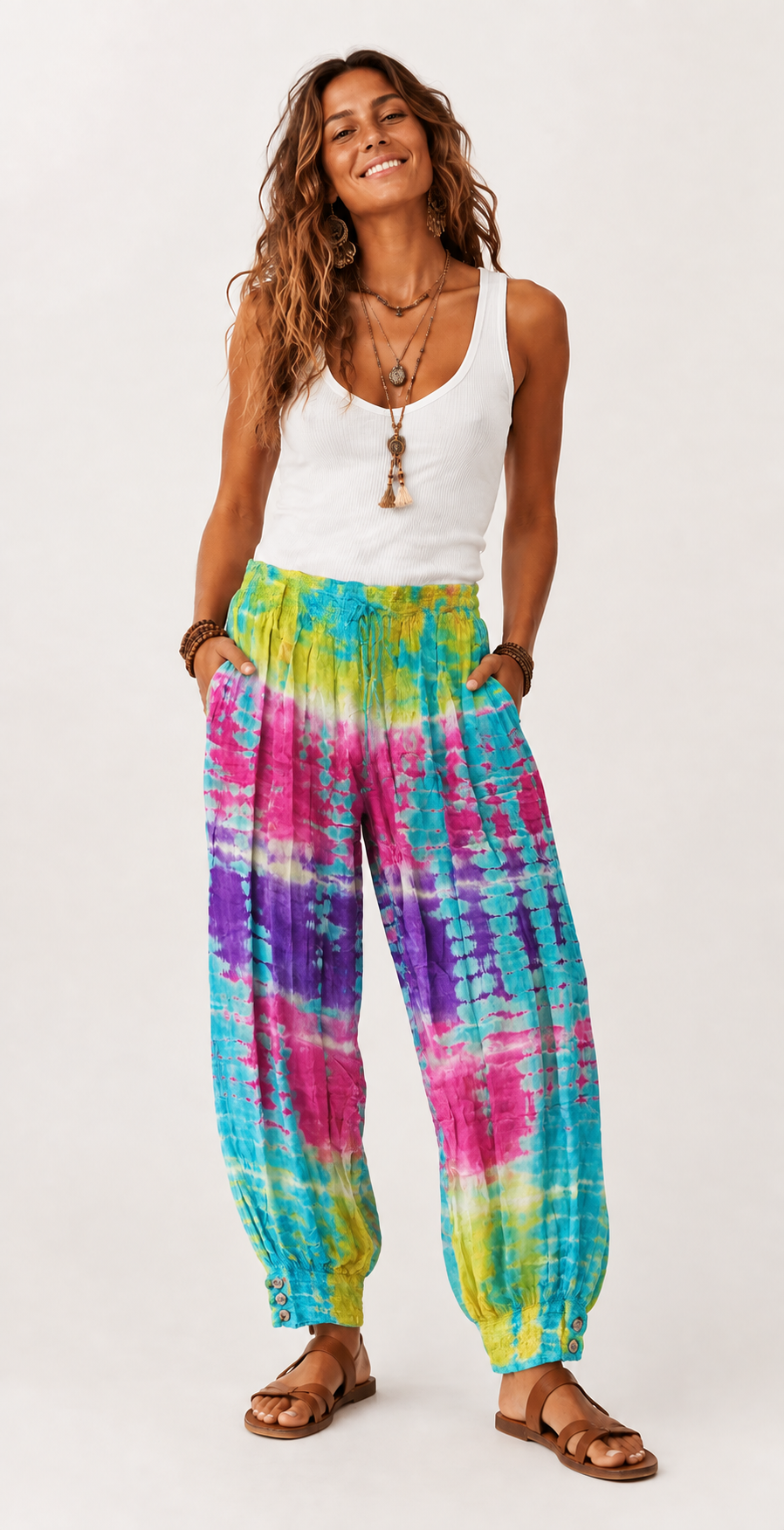 Boho Tie Dye Pants Wide Leg Pants