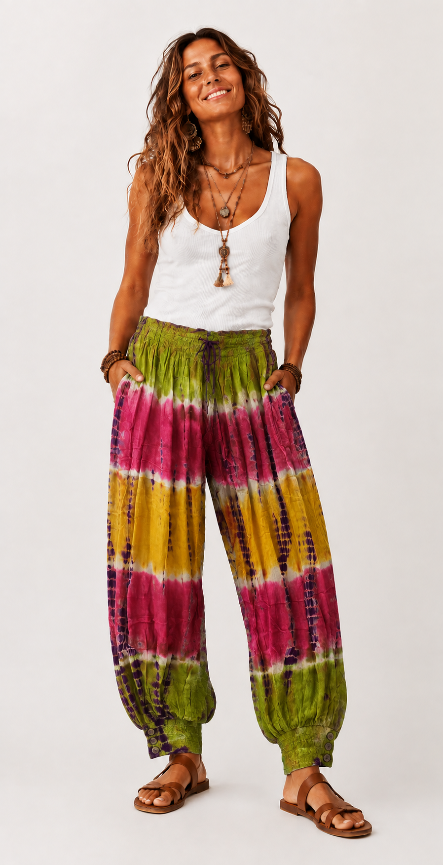 Boho Tie Dye Pants Wide Leg Pants