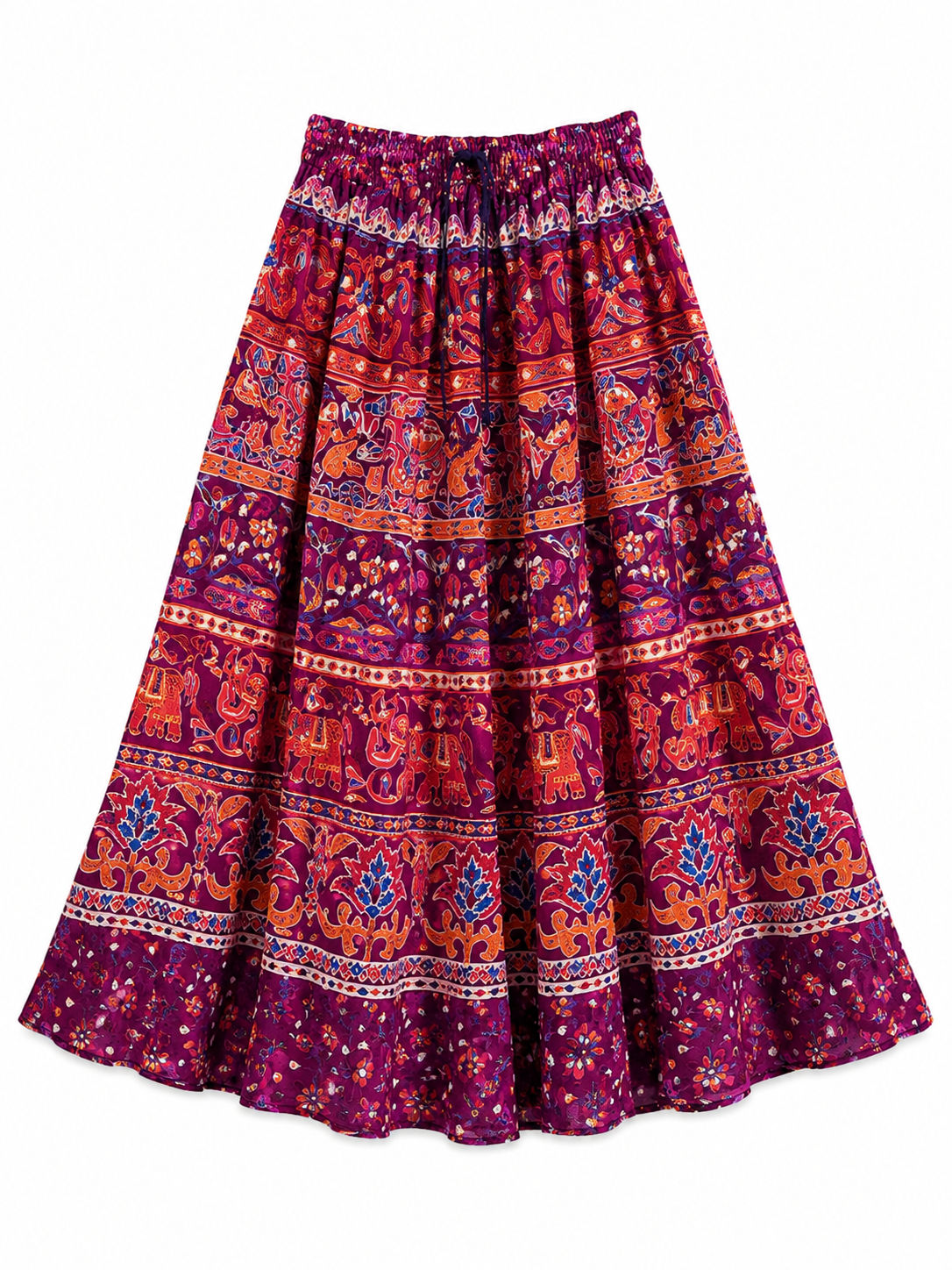 High Waisted Cotton Print Skirt