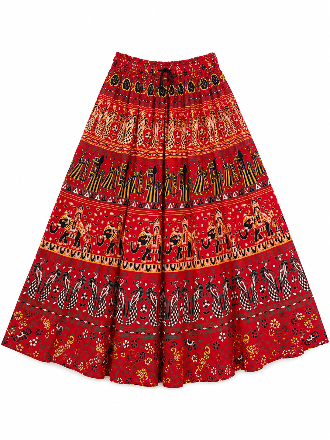 High Waisted Cotton Print Skirt