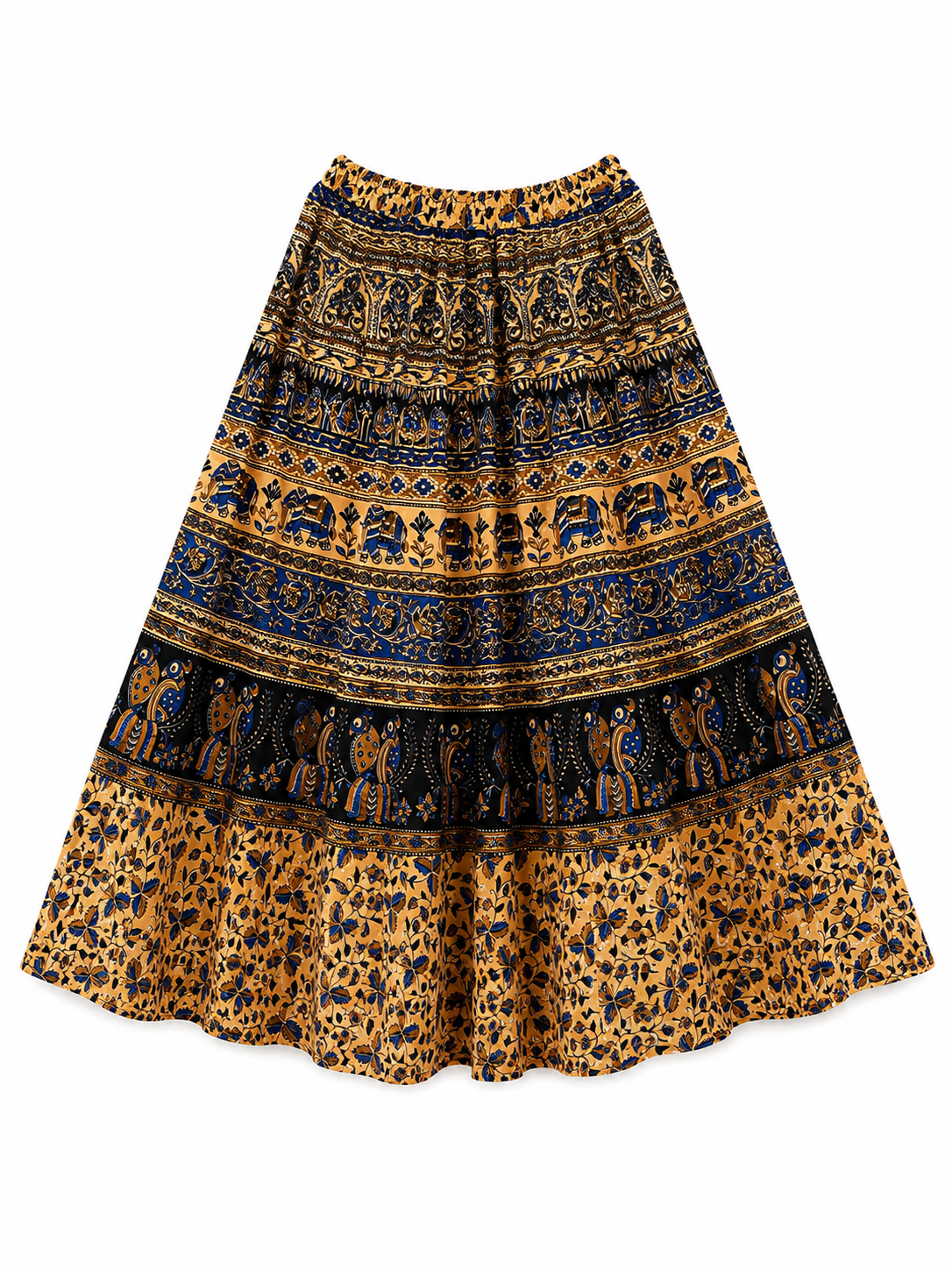 High Waisted Cotton Print Skirt