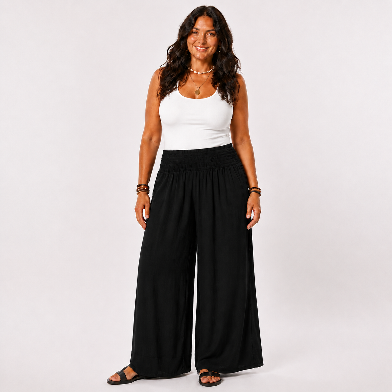 Shirred Wasited Pants