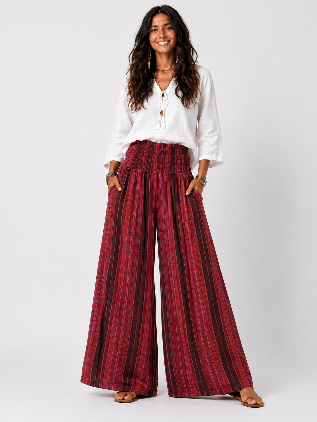 Shirred Cotton Pants