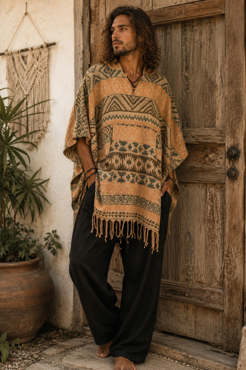 Aztec Design Poncho