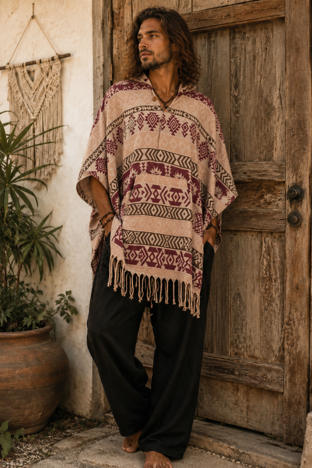 Aztec Design Poncho