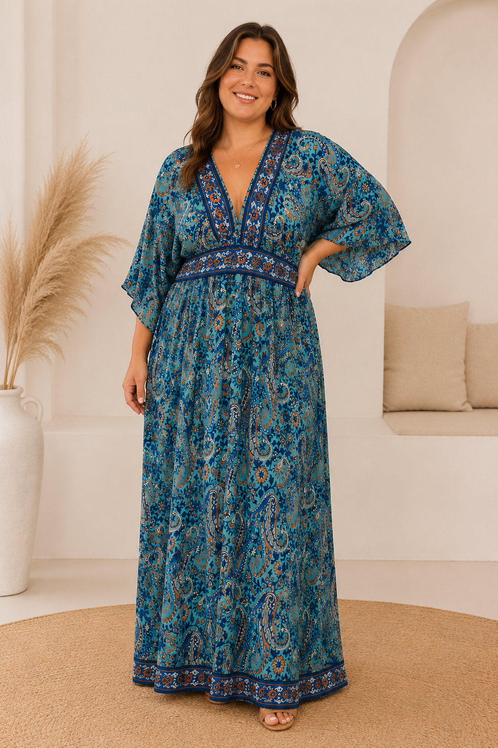 Boho Silk Maxi Dress