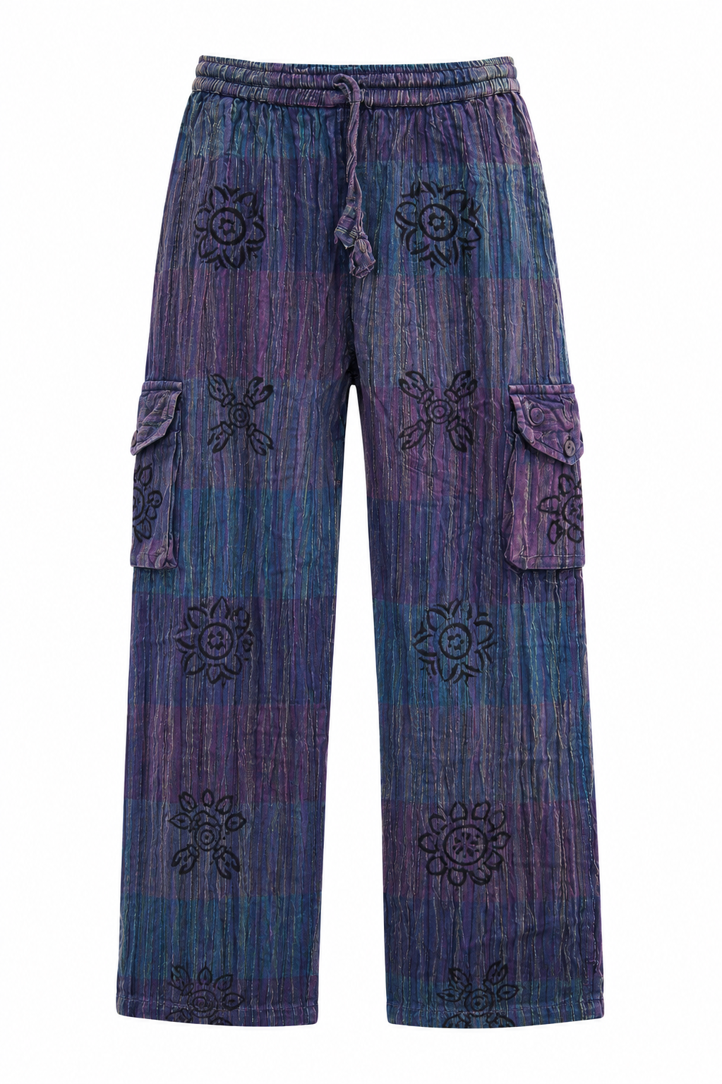 Stonewashed Cargo Print Pants