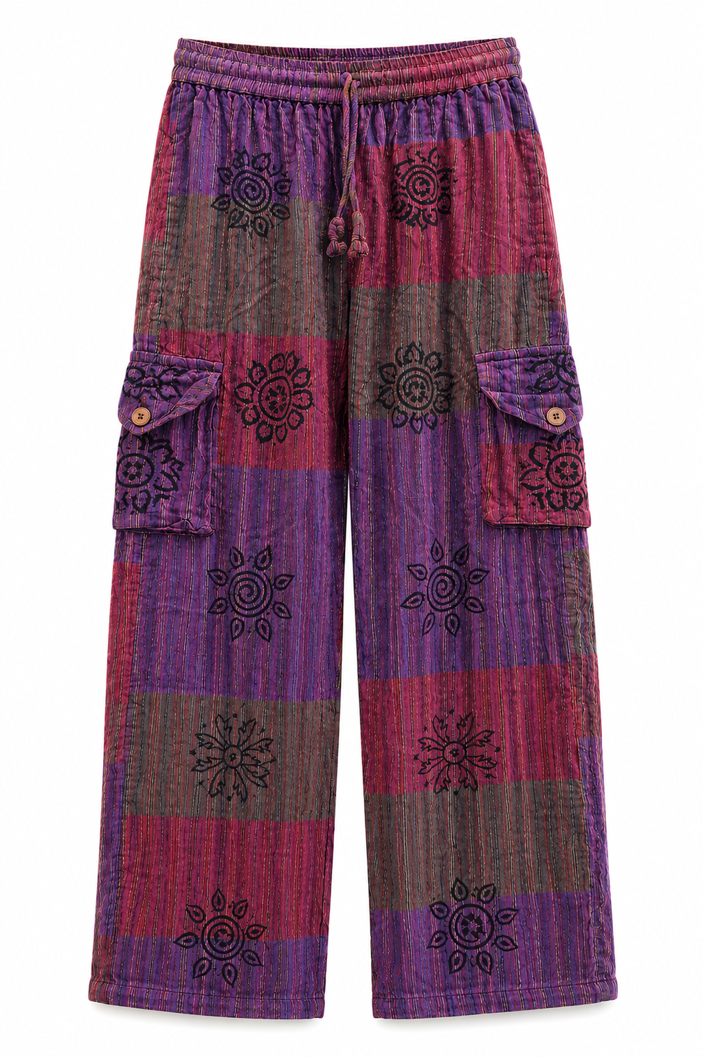 Stonewashed Cargo Print Pants