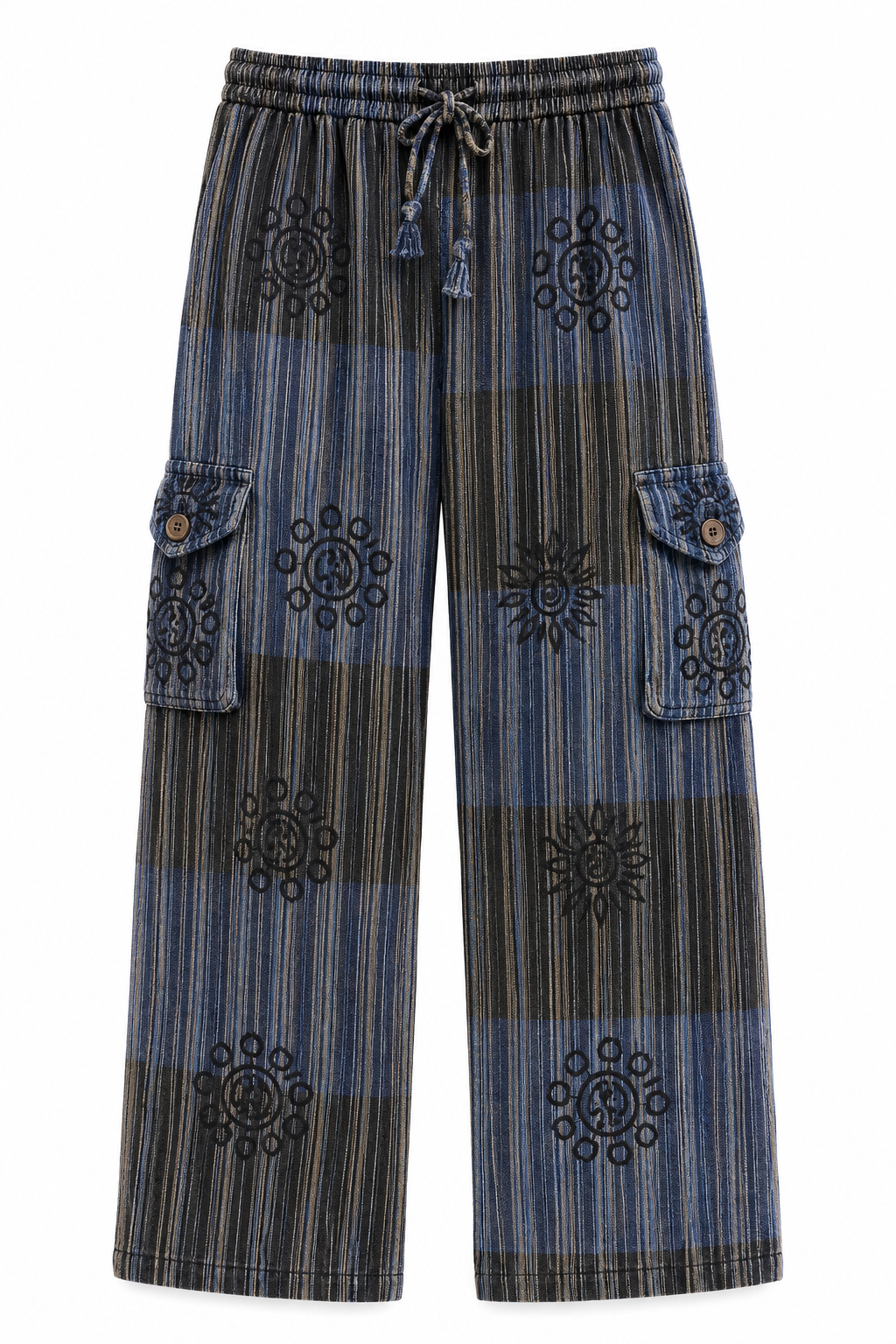 Stonewashed Cargo Print Pants