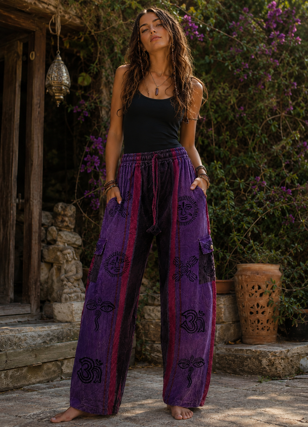 Block Print Stone Washed Pants