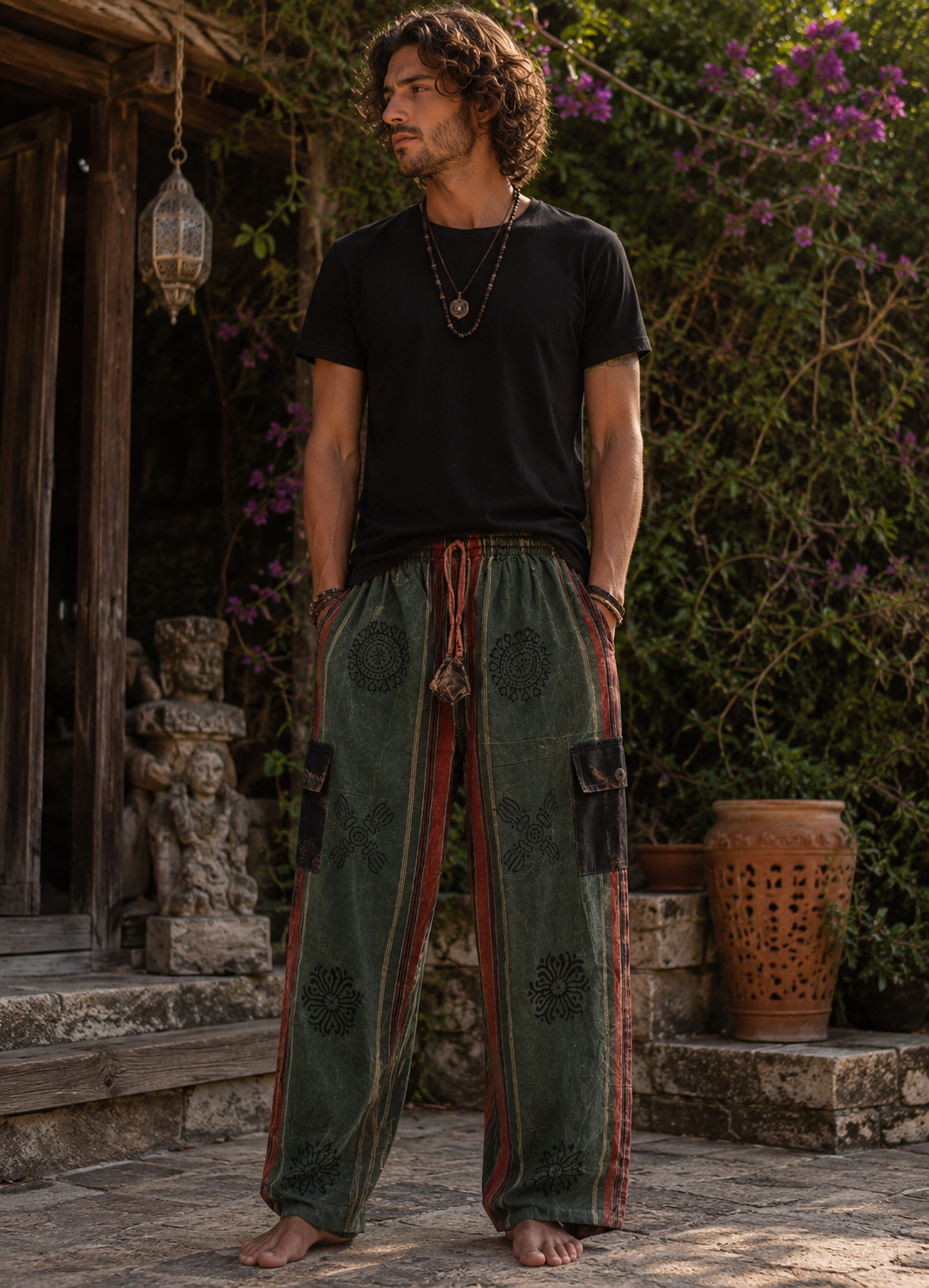 Block Print Stone Washed Pants