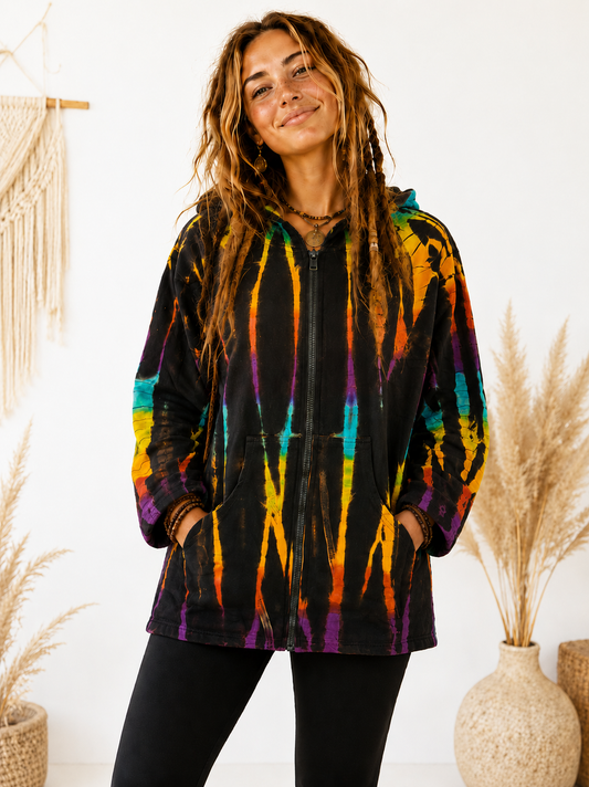 Rainbow Tie Dye Jacket with Hood