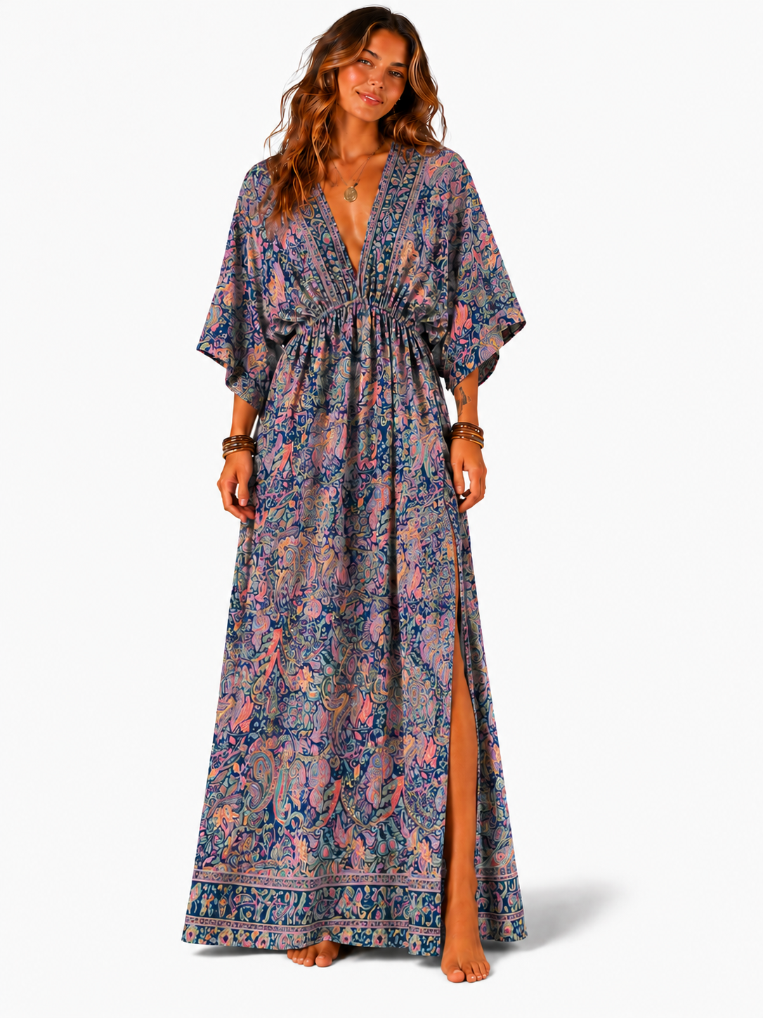 Boho Silk Maxi Dress