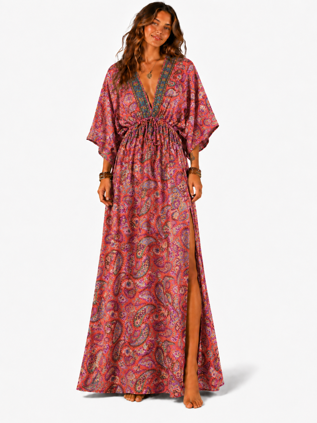 Boho Silk Maxi Dress