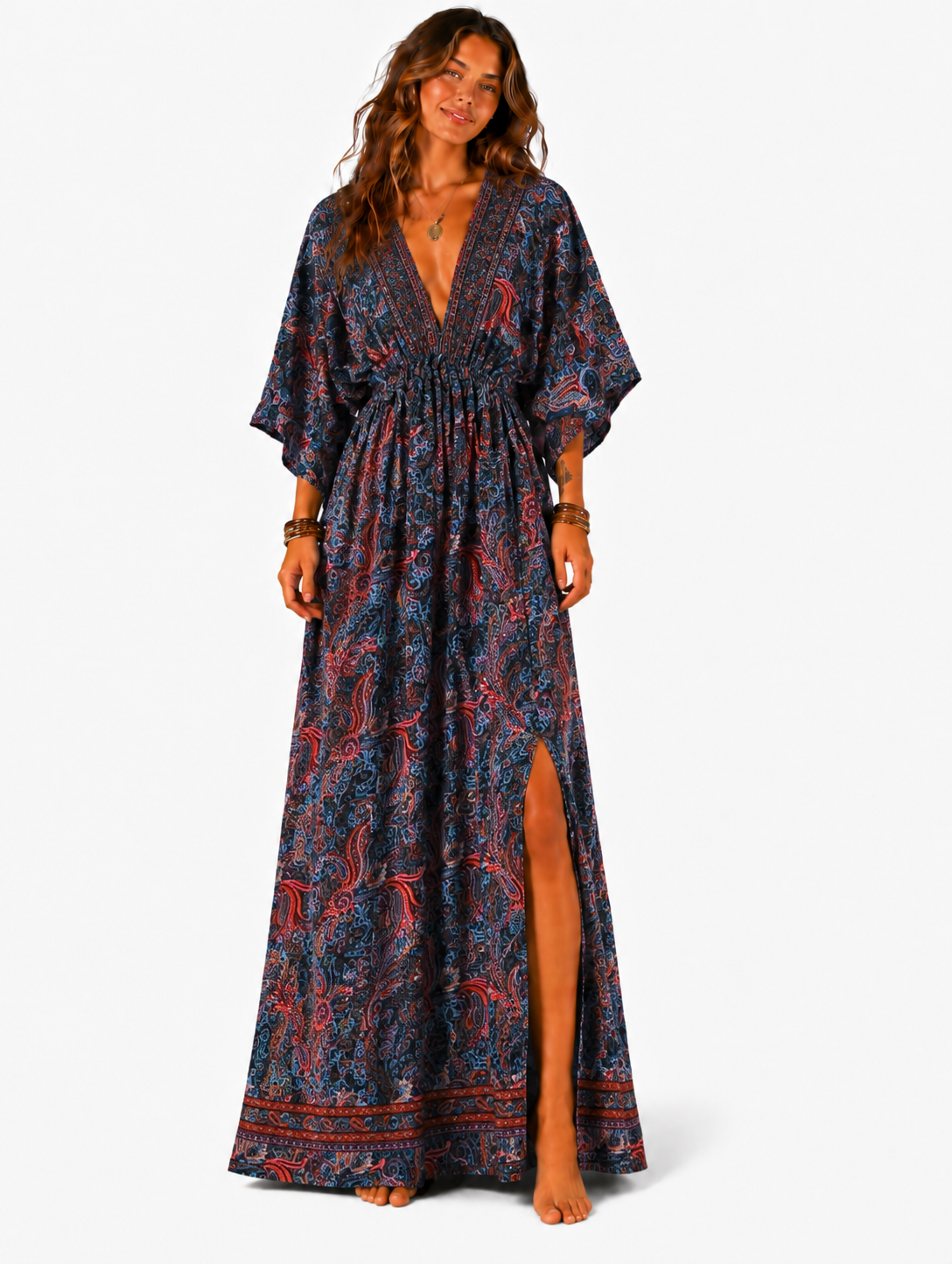 Boho Silk Maxi Dress