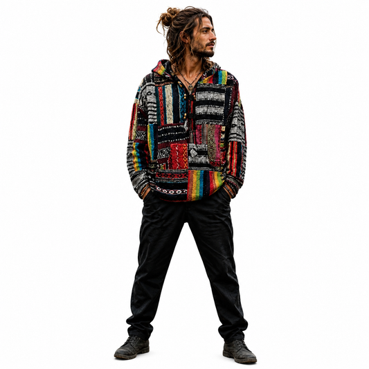 Brushed Cotton Multi-Colour Patchwork Hoodie