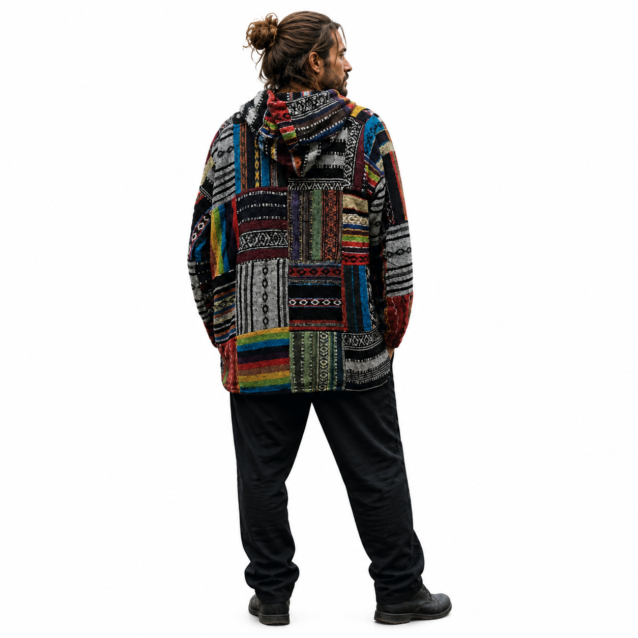 Brushed Cotton Multi-Colour Patchwork Hoodie