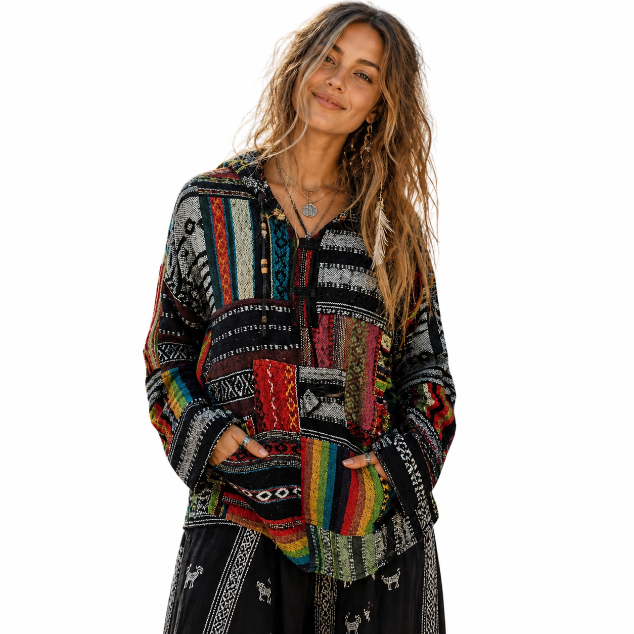 Brushed Cotton Multi-Colour Patchwork Hoodie