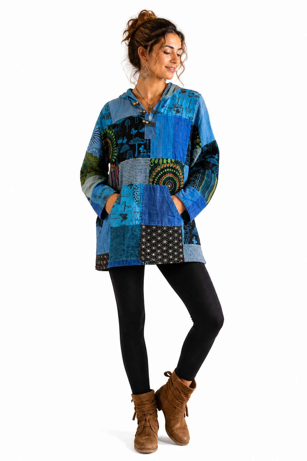 Unisex Patchwork Cotton Hoodie