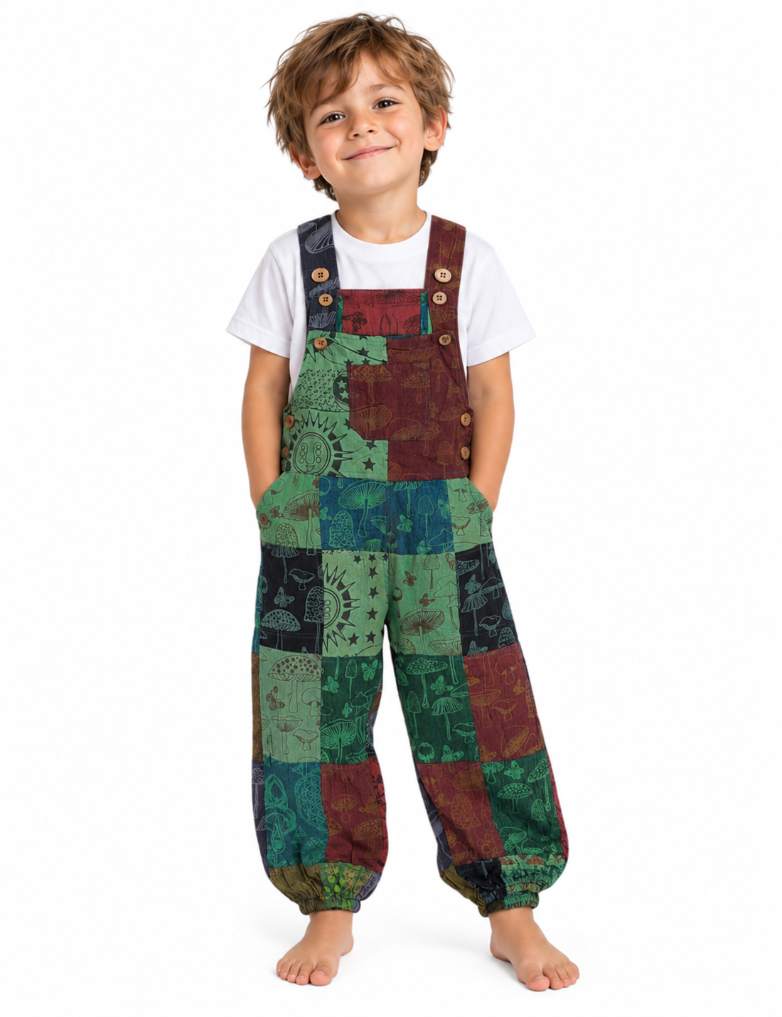 Kid's Mushroom Mandala Overalls
