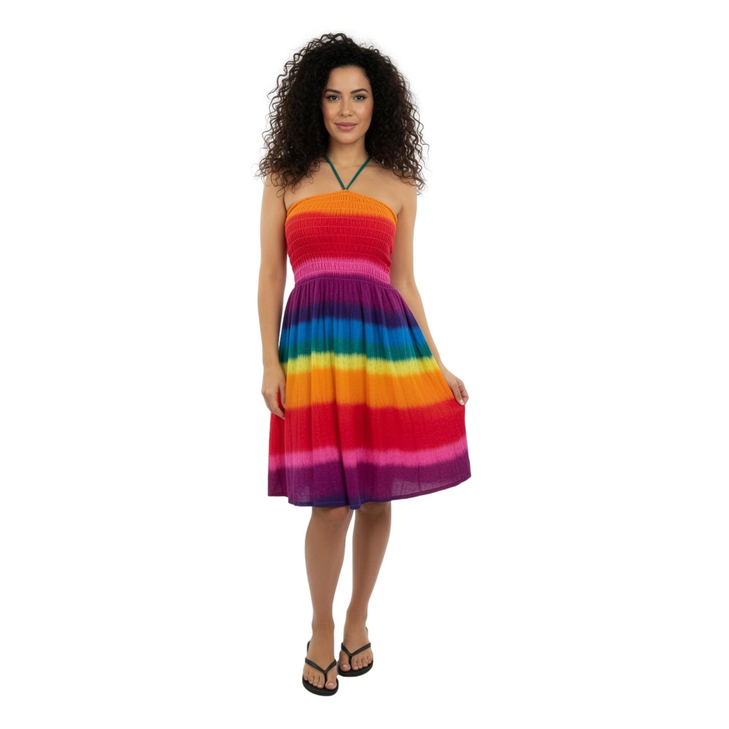 Shirred Rainbow Dress