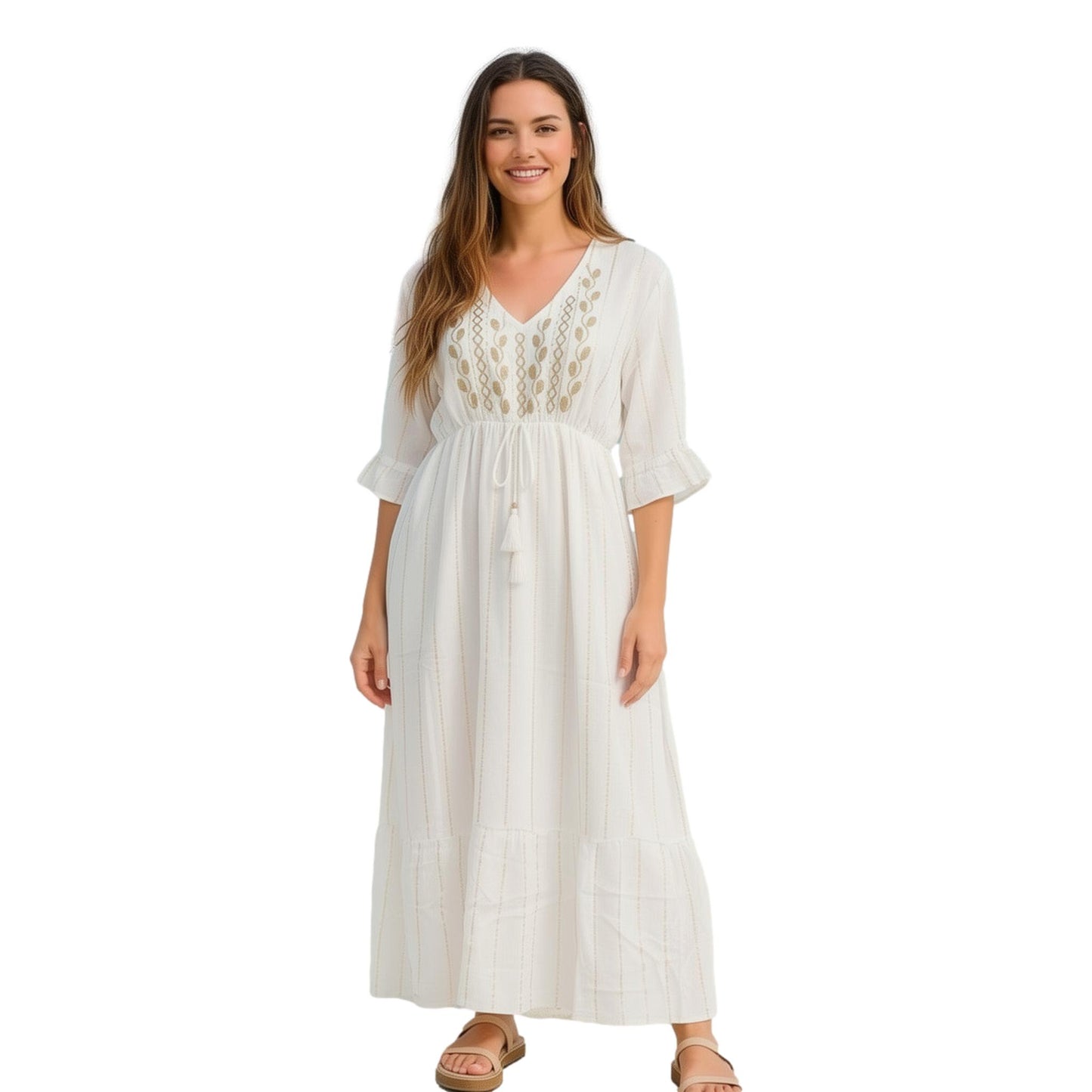 Paisley Print Boho Dress With Pockets