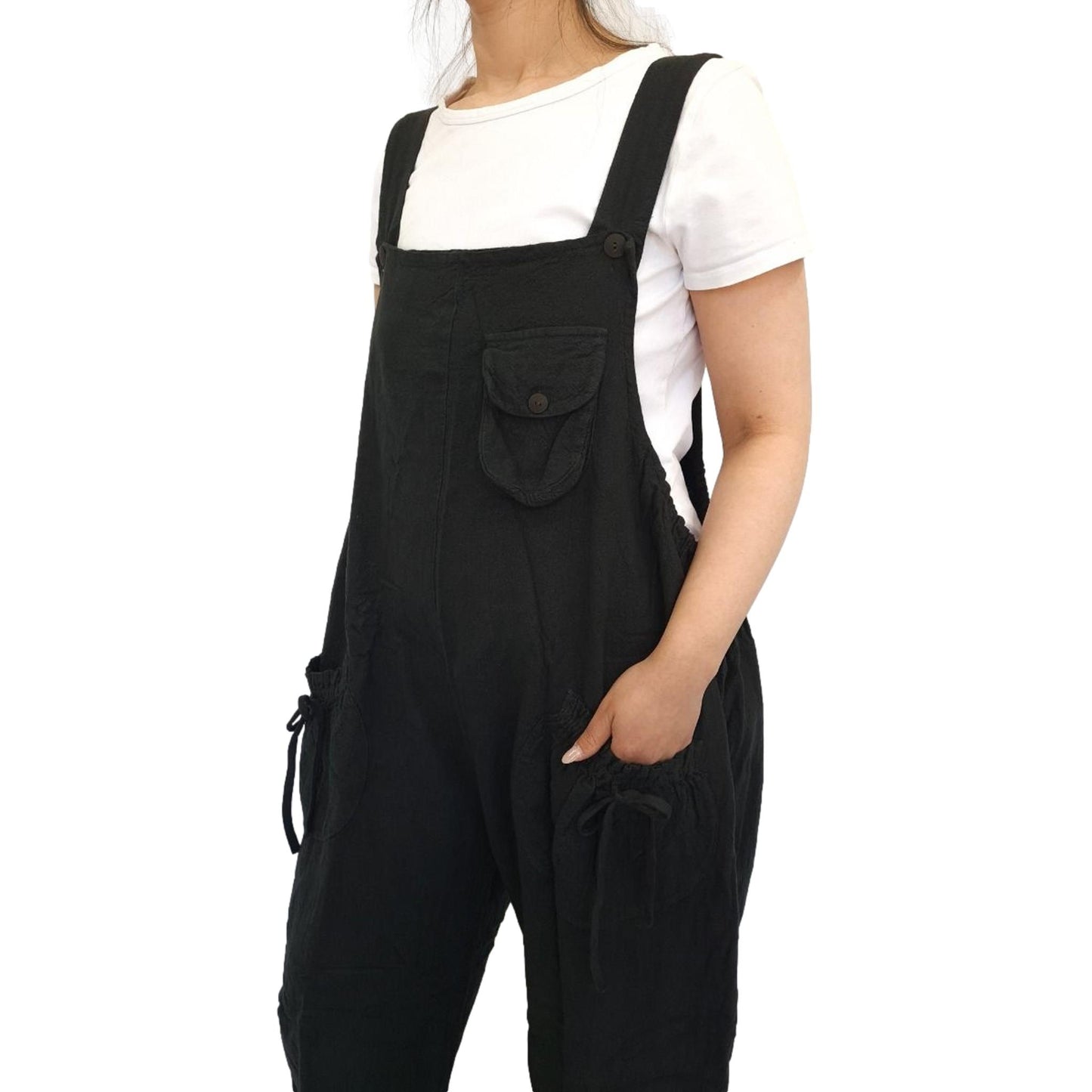 Cotton Wide Leg Overalls