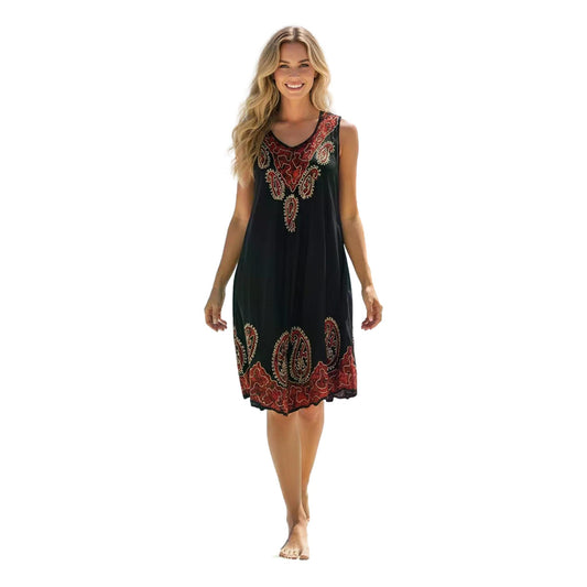 Batik Embroidered  Umbrella Dress